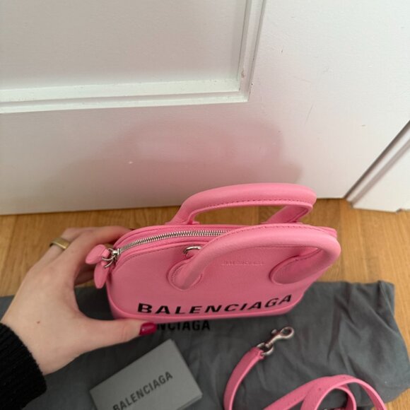 NWT Balenciaga Ville Handbag + Shoulder Bag In Violet Pink Inlaid Logo - Picture 7 of 16